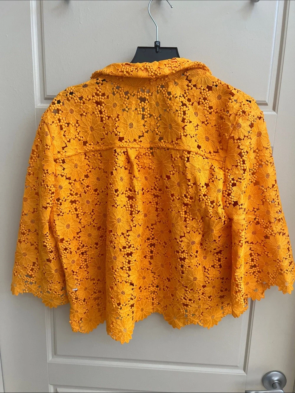 Anthropologie new Maeve Floral Lace Button down short sleeve shirt L boho resor